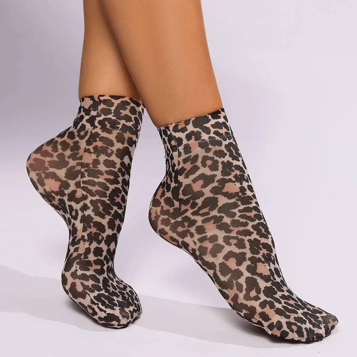 Leopard Large Flower Print Short Socks Single Summer High Elastic Comfortable Breathable Ultra Thin Shoes Short Stockings - Jungle Line