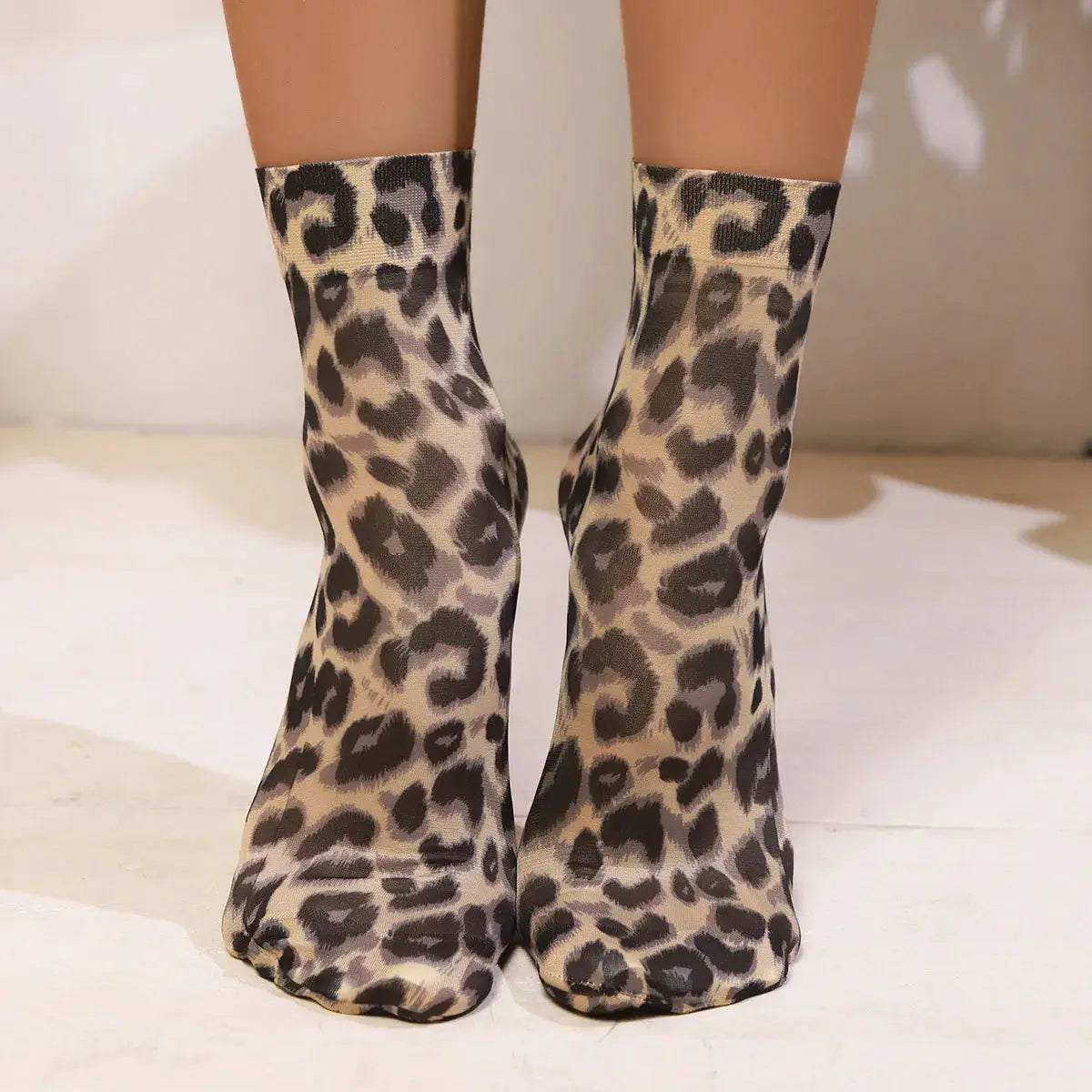 Leopard Large Flower Print Short Socks Single Summer High Elastic Comfortable Breathable Ultra Thin Shoes Short Stockings - Jungle Line