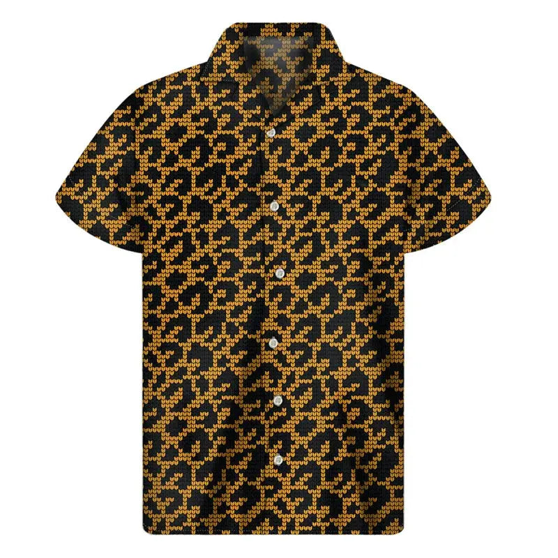 Colorful leopard Hawaiian shirt for men by Jungle Line featuring vibrant 3D print and tropical design.