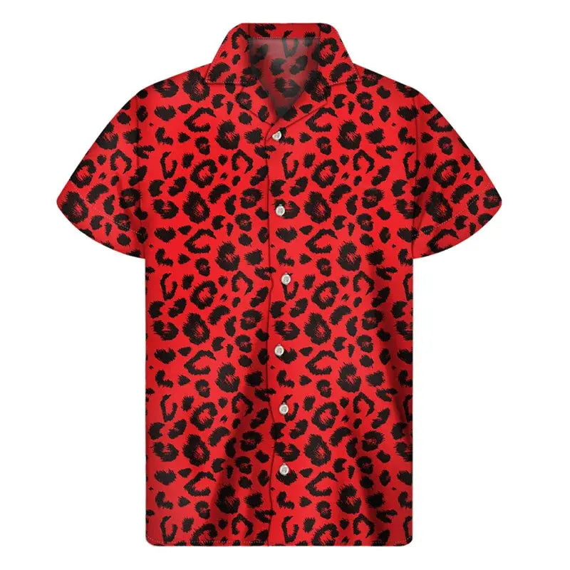 Colorful Leopard Hawaiian Shirts For Men Clothing 3D Print - Jungle Line