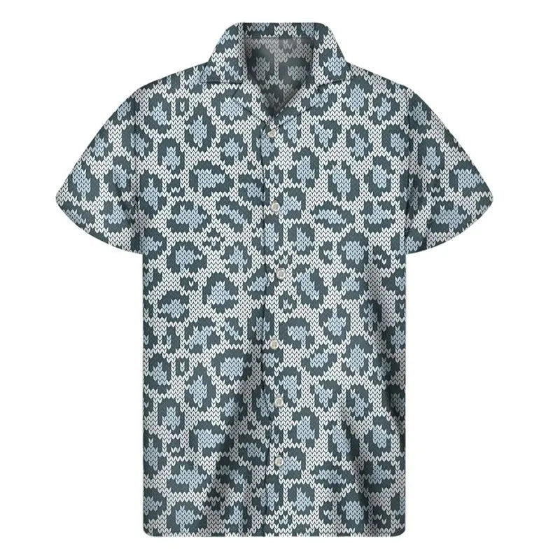 Colorful leopard Hawaiian shirt for men by Jungle Line featuring vibrant 3D print and tropical design.