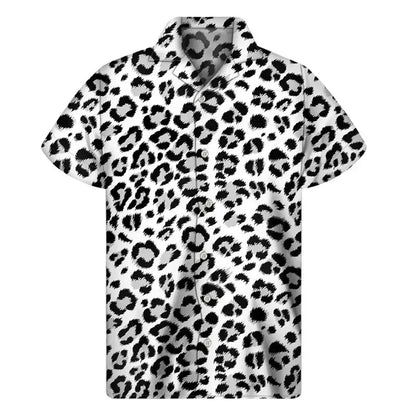 Colorful leopard Hawaiian shirt for men by Jungle Line featuring vibrant 3D print and tropical design.