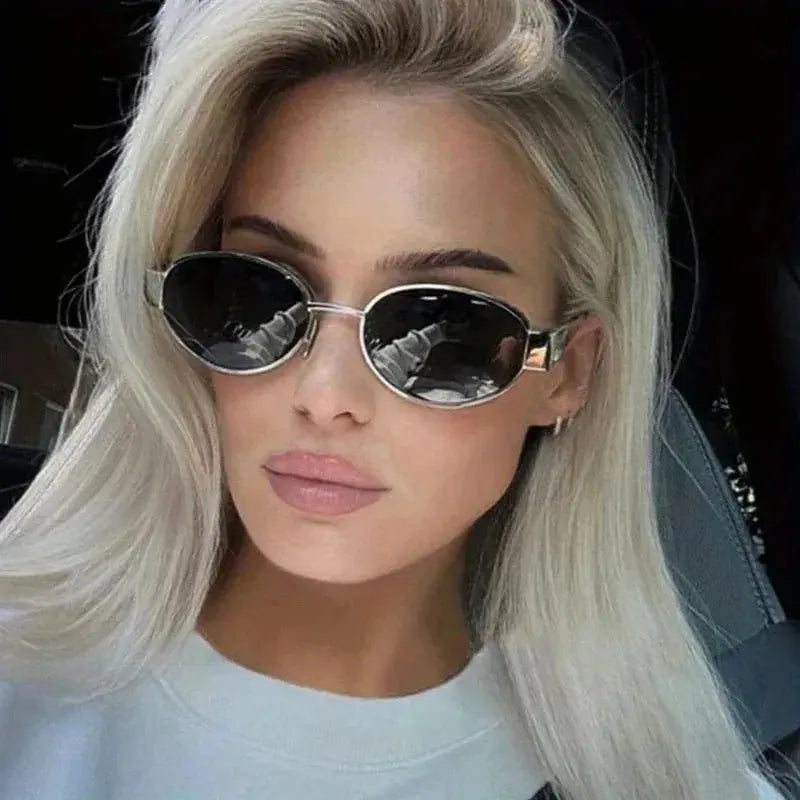 New Oval Sunglasses for Women Men Trendy Metal - Jungle Line