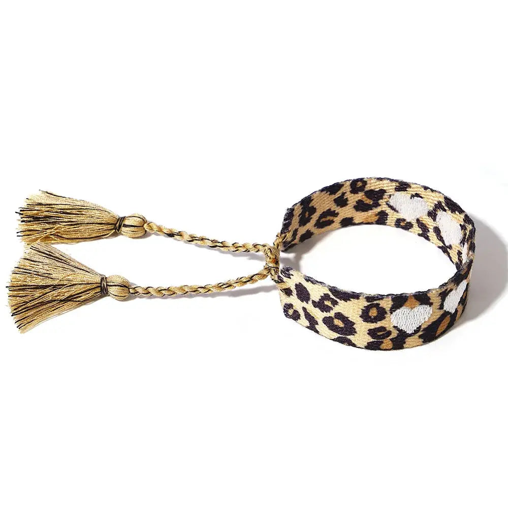 ALLYES Love Heart Leopard Embroidery Hand Woven - Jungle Line