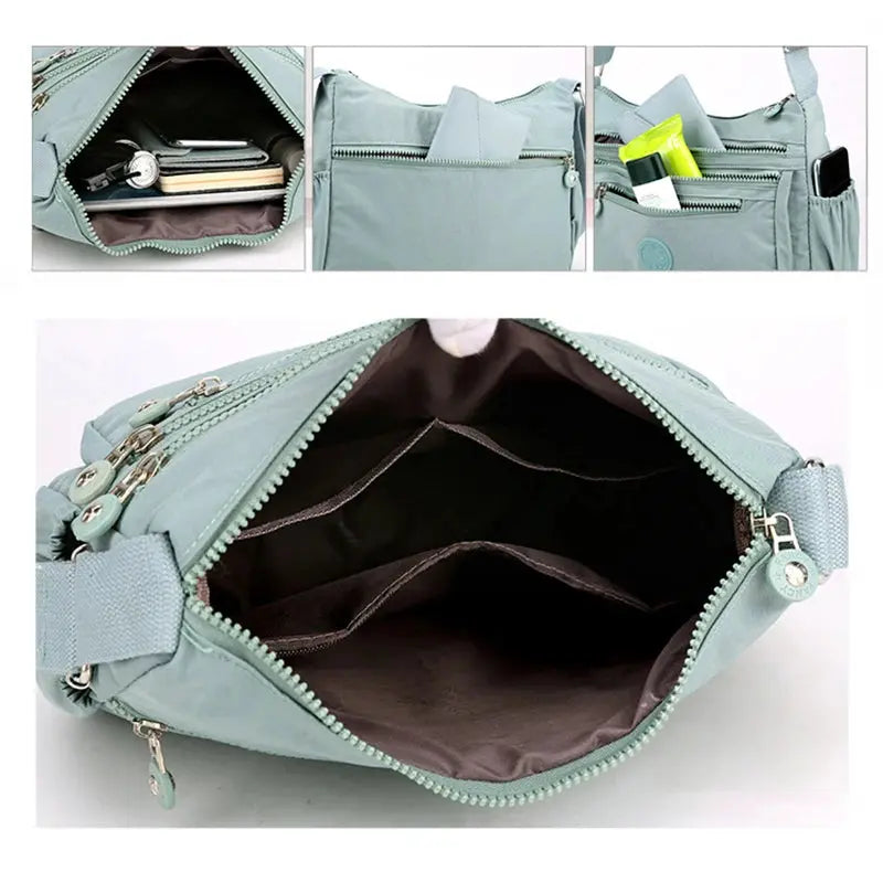 Dark blue Jungle Line women's messenger shoulder bag with large capacity and multiple compartments for everyday use.