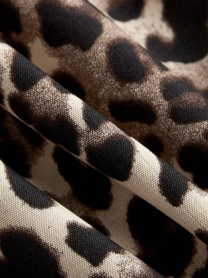 Robe femme léopard Jungle Line, robe halter vintage sexy, ajustable, jupe en gaze padded, style polyvalent et tendance.