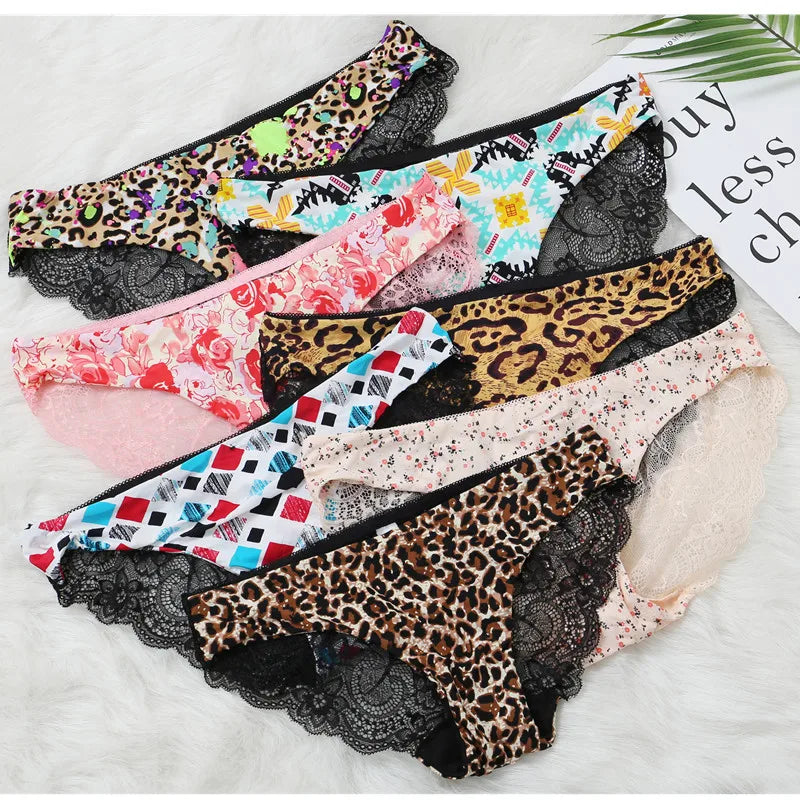 Women Sexy Lace Pantie Cotton Seamless Breathable Leopard Sexy Lingerie Ice Silk Fashion Underwear - Jungle Line