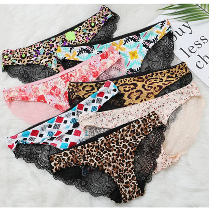 Women Sexy Lace Pantie Cotton Seamless Breathable Leopard Sexy Lingerie Ice Silk Fashion Underwear - Jungle Line
