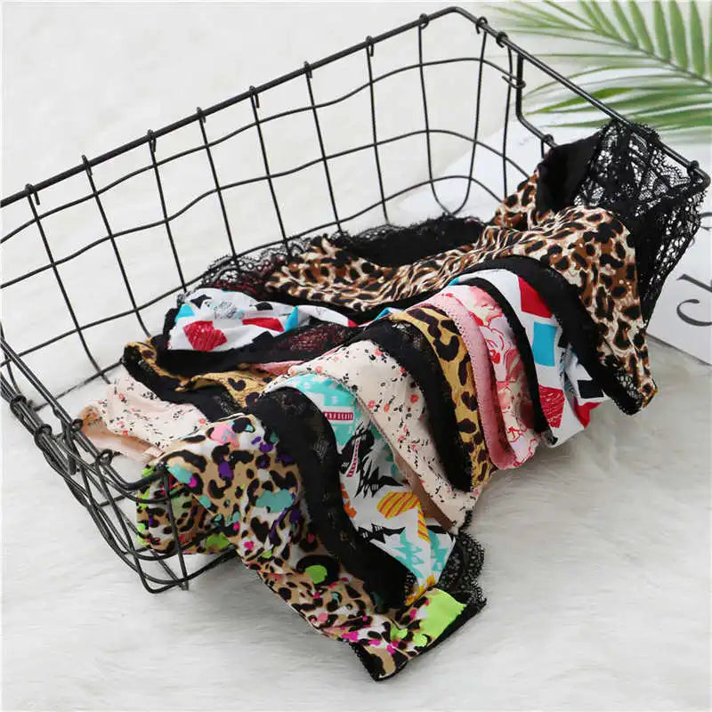 Women Sexy Lace Pantie Cotton Seamless Breathable Leopard Sexy Lingerie Ice Silk Fashion Underwear - Jungle Line