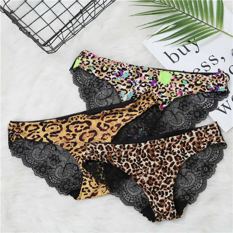 Women Sexy Lace Pantie Cotton Seamless Breathable Leopard Sexy Lingerie Ice Silk Fashion Underwear - Jungle Line