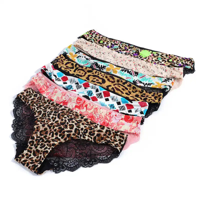 Women Sexy Lace Pantie Cotton Seamless Breathable Leopard Sexy Lingerie Ice Silk Fashion Underwear - Jungle Line