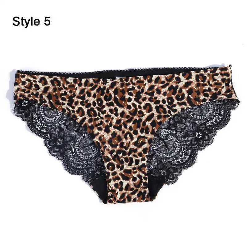 Women Sexy Lace Pantie Cotton Seamless Breathable Leopard Sexy Lingerie Ice Silk Fashion Underwear - Jungle Line