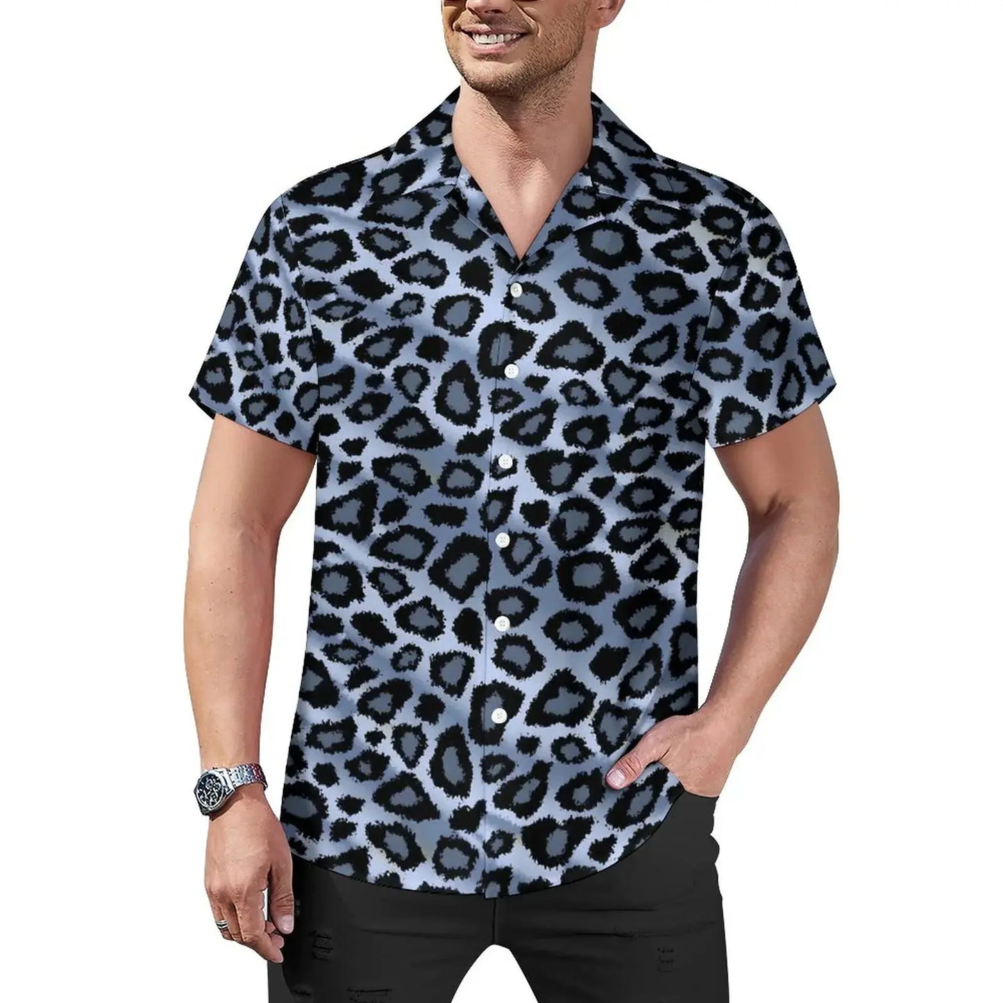 Hawaiian Sexy Red Leopard Spots Men's Shirts For Man - Jungle Line