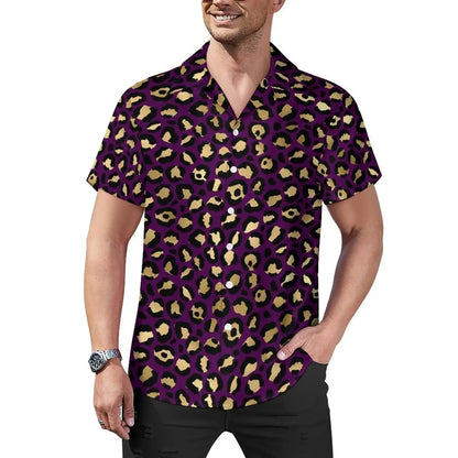 Hawaiian Sexy Red Leopard Spots Men's Shirts For Man - Jungle Line