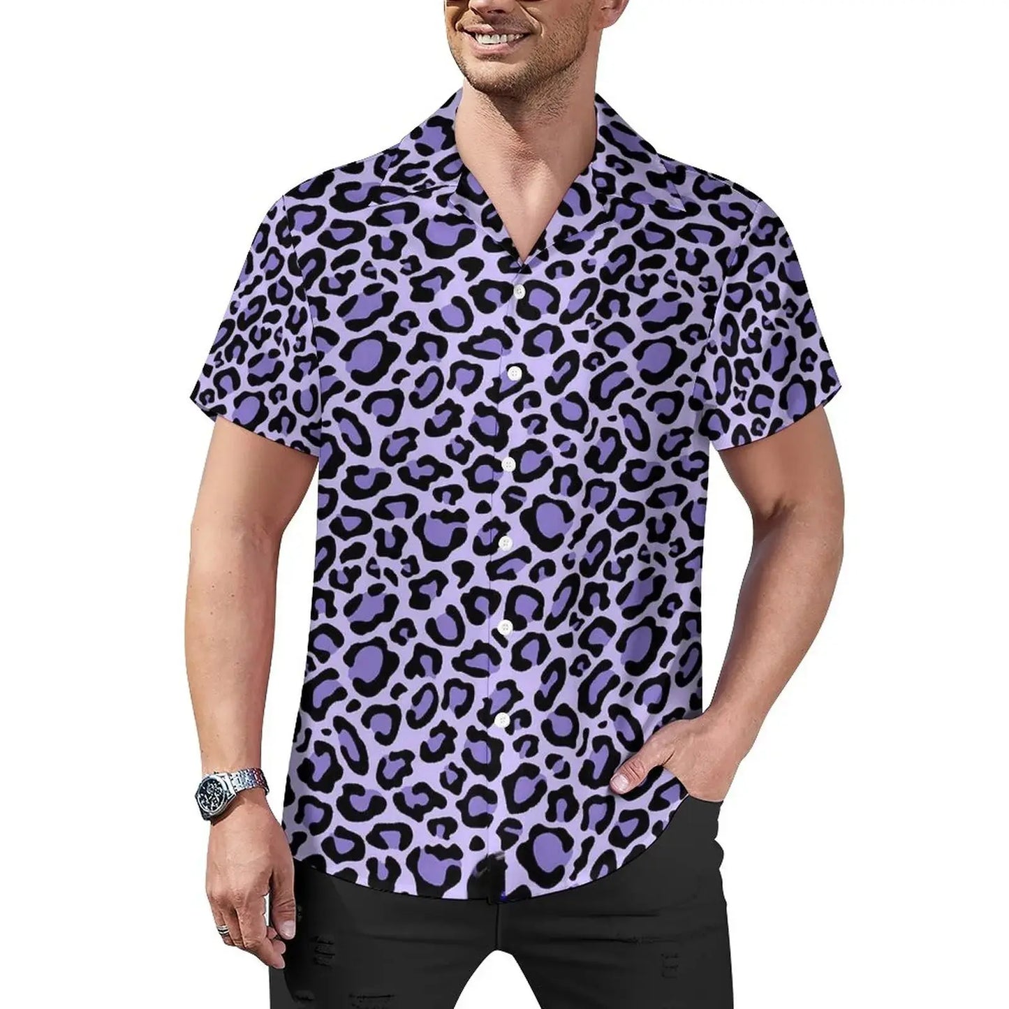Hawaiian Sexy Red Leopard Spots Men's Shirts For Man - Jungle Line