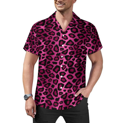 Hawaiian Sexy Red Leopard Spots Men's Shirts For Man - Jungle Line