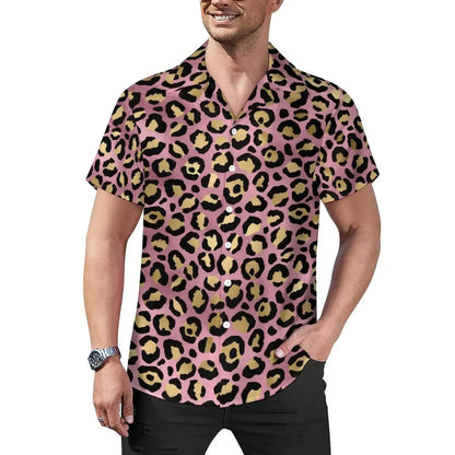 Hawaiian Sexy Red Leopard Spots Men's Shirts For Man - Jungle Line