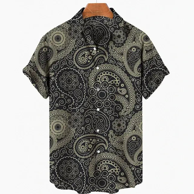 Short Sleeve Leopard Men's Shirts For Man Clothing Jungle Line