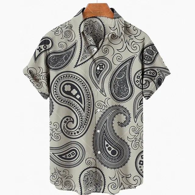 Short Sleeve Leopard Men's Shirts For Man Clothing Jungle Line