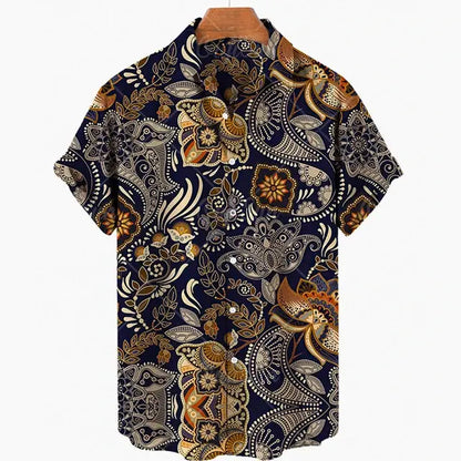Short Sleeve Leopard Men's Shirts For Man Clothing Jungle Line