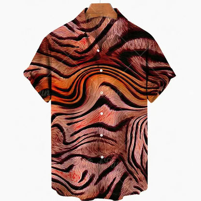 Short Sleeve Leopard Men's Shirts For Man Clothing Jungle Line