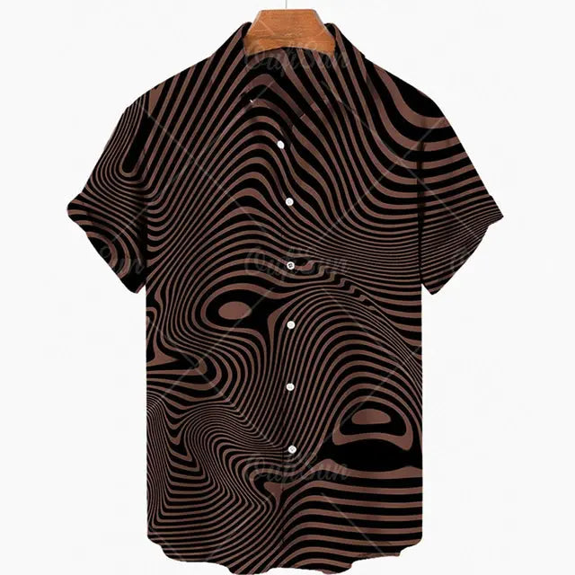 Short Sleeve Leopard Men's Shirts For Man Clothing Jungle Line