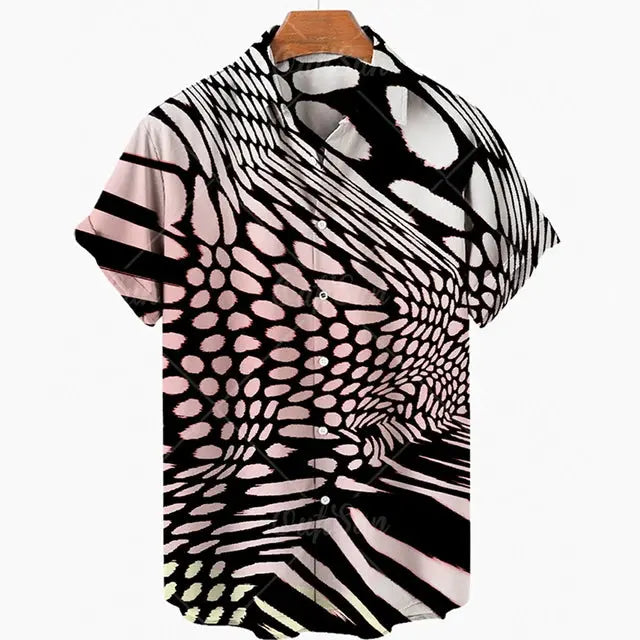 Short Sleeve Leopard Men's Shirts For Man Clothing Jungle Line