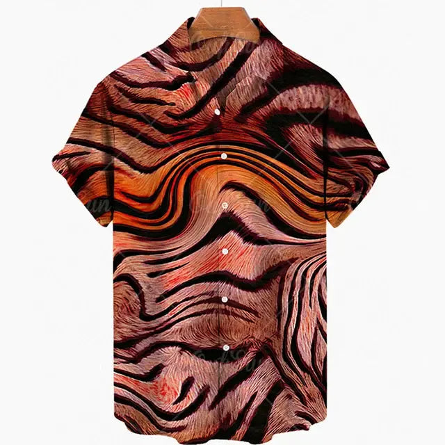 Short Sleeve Leopard Men's Shirts For Man Clothing Jungle Line