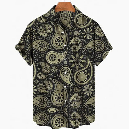 Short Sleeve Leopard Men's Shirts For Man Clothing Jungle Line