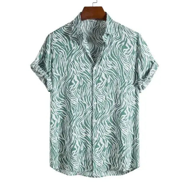 Jungle Line leopard Hawaiian floral slim fit men's shirt with tropical print and vibrant floral design, size 3XL.