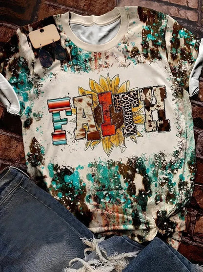 Jesus Cross T Shirt Gold Sunflower 3d Print T-shirt Women Jungle Line