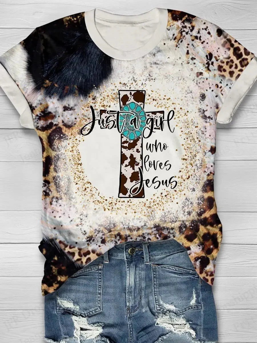 Jesus Cross T Shirt Gold Sunflower 3d Print T-shirt Women Jungle Line