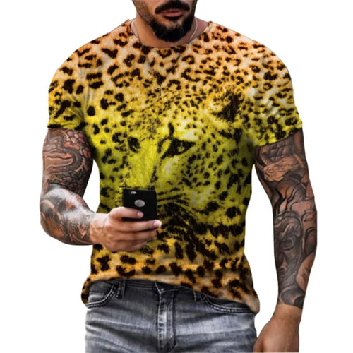 T-shirt homme et femme Jungle Line à imprimé léopard 3D, style streetwear décontracté, idéal pour l'été, mode Harajuku.