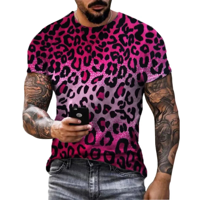 T-shirt graphique léopard Jungle Line pour homme et femme, été, style streetwear, impression 3D, haut Harajuku, vêtement décontracté