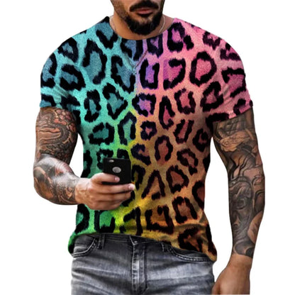 T-shirt à motif léopard Jungle Line pour hommes et femmes, style streetwear d'été avec impression 3D, top Harajuku.