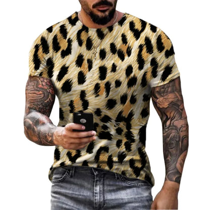 T-shirt graphique léopard Jungle Line pour hommes et femmes, style streetwear d'été avec impression 3D, haut harajuku.