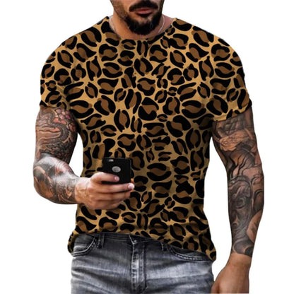 T-shirt graphique léopard Jungle Line pour hommes et femmes, design 3D, style streetwear, parfait pour l'été, mode Harajuku.