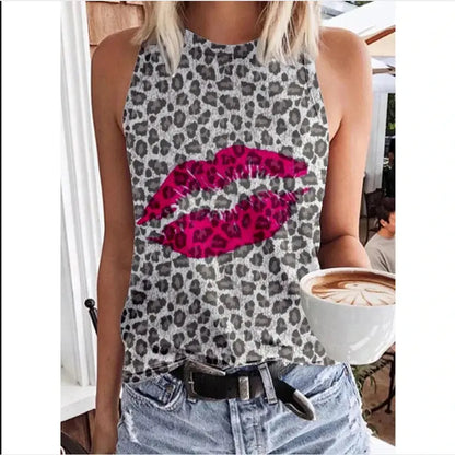 Sexy Leopard Dog Paw 3D Print Tank Tops Women Streetwear Jungle Line