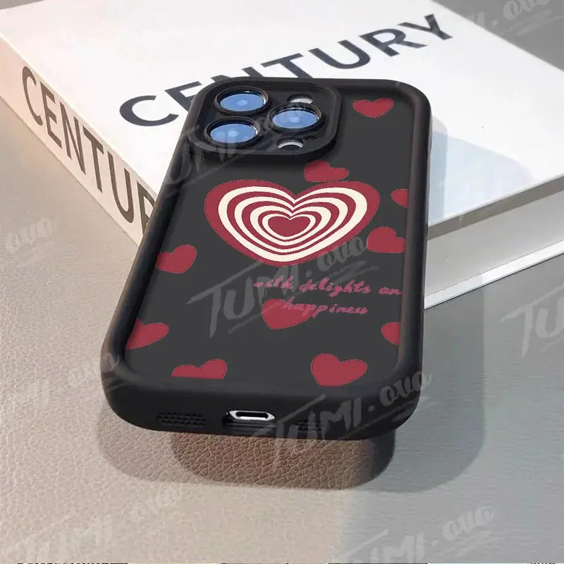 Lovely Rainbow Love Heart Soft Silicone Case for iPhone 14 15 Pro Max 13 12 11 X XS XR 7 8 Plus SE 2020 Shockproof Back Cover - Jungle Line