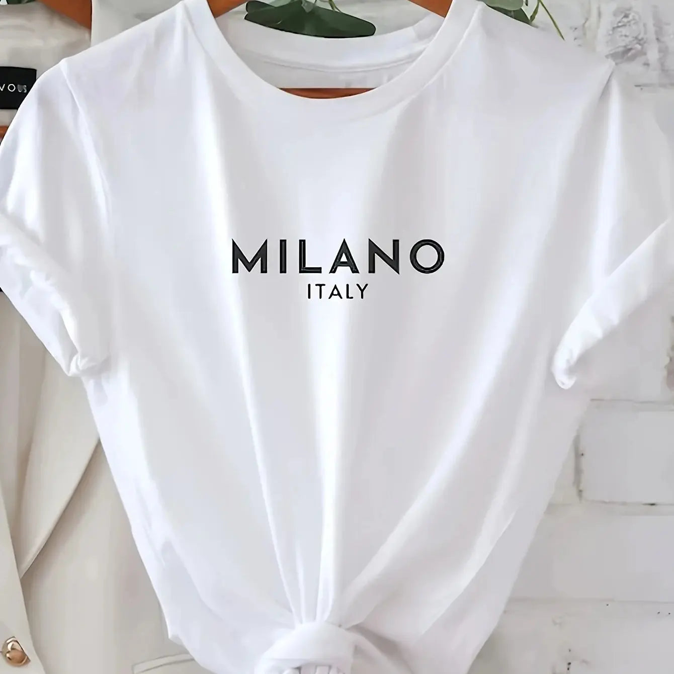 Letter Print Crew Neck T-Shirt, Casual Short Sleeve T-Shirt - Jungle Line