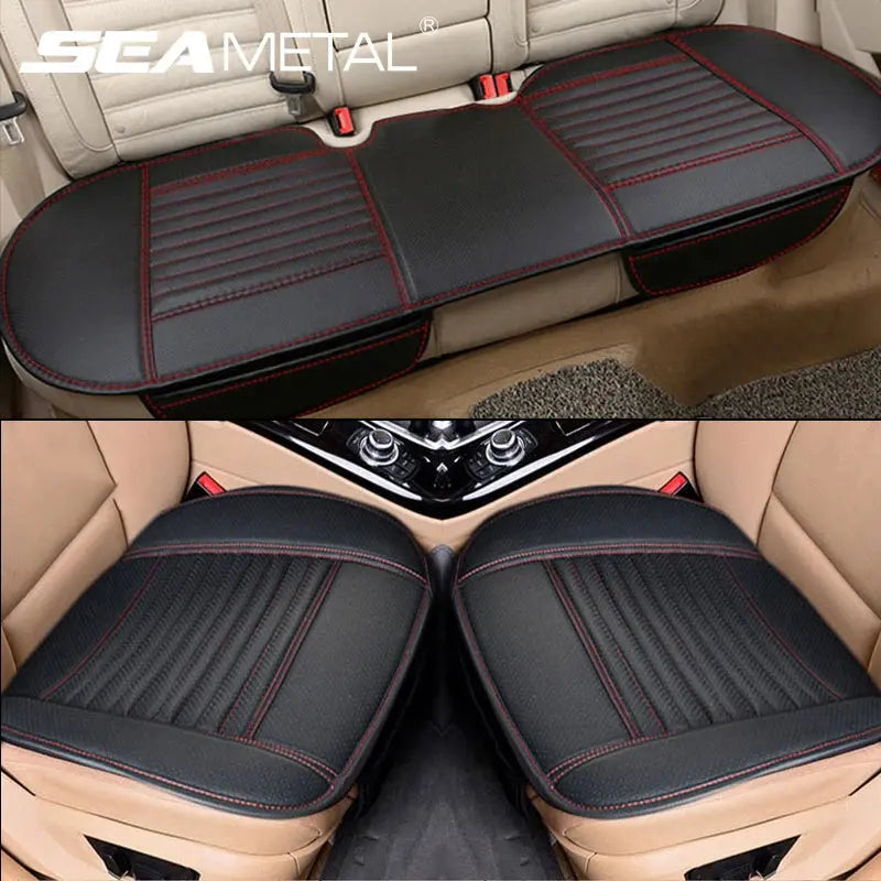 Jungle Line SEAMETAL PU leather car seat cover in white, universal fit, protects vehicle seats with durable material.