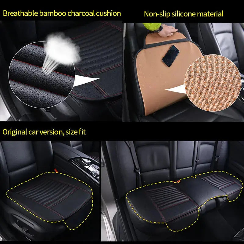 Jungle Line SEAMETAL PU leather car seat cover on a vehicle seat, universal fit, white color with stitching details.