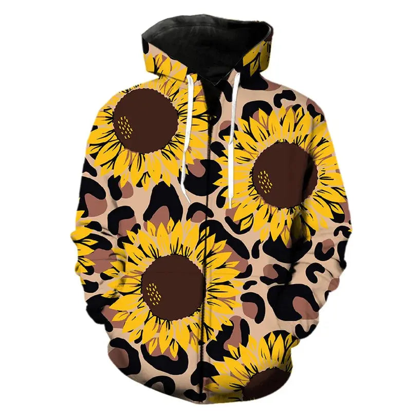 Jungle Line fashion leopard zipper hoodie in 2XL with bold leopard print, casual style, front zipper, and hood.