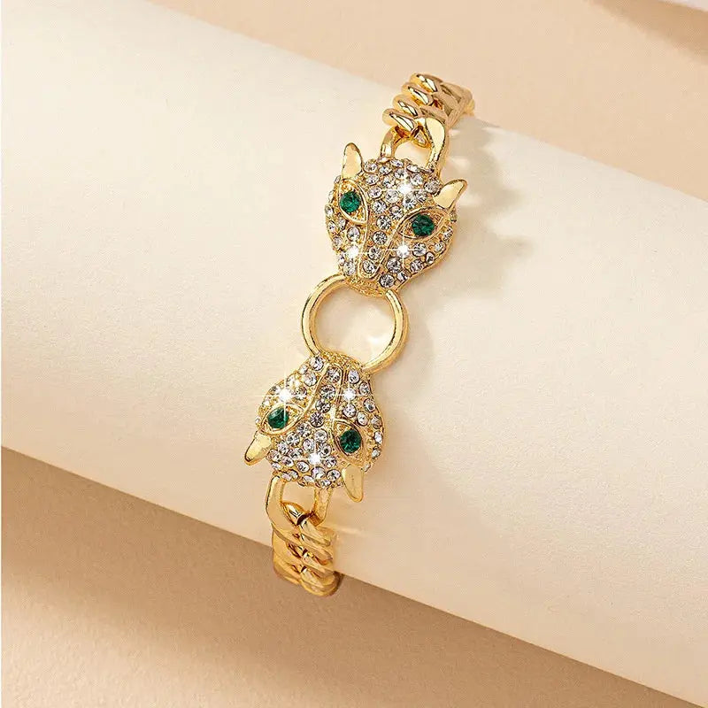 Round Leopard Head Bracelet Simple Fashion Hand Jewelry - Jungle Line