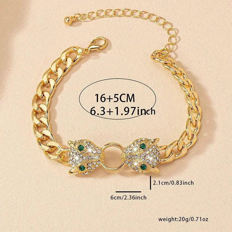 Round Leopard Head Bracelet Simple Fashion Hand Jewelry - Jungle Line