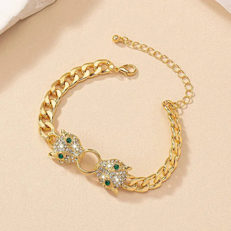 Round Leopard Head Bracelet Simple Fashion Hand Jewelry - Jungle Line