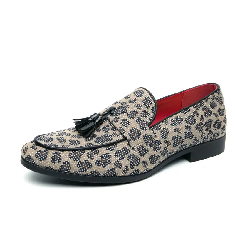 Diamond Leopard Big Size Loafers Fashion Party Men's Jungle Line