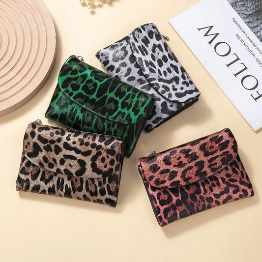 Female Coin Purse Genuine Leather Short Women Wallet - Jungle Line