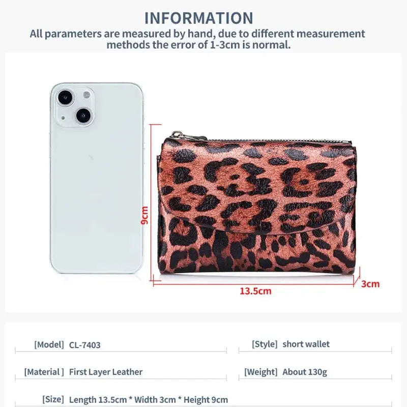 Female Coin Purse Genuine Leather Short Women Wallet - Jungle Line