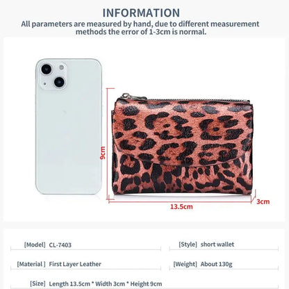 Female Coin Purse Genuine Leather Short Women Wallet - Jungle Line